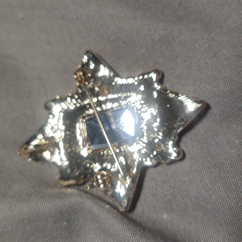 Gold-Tone Blue & Pearl Starburst Brooch - Unbranded - Picture 2 of 3